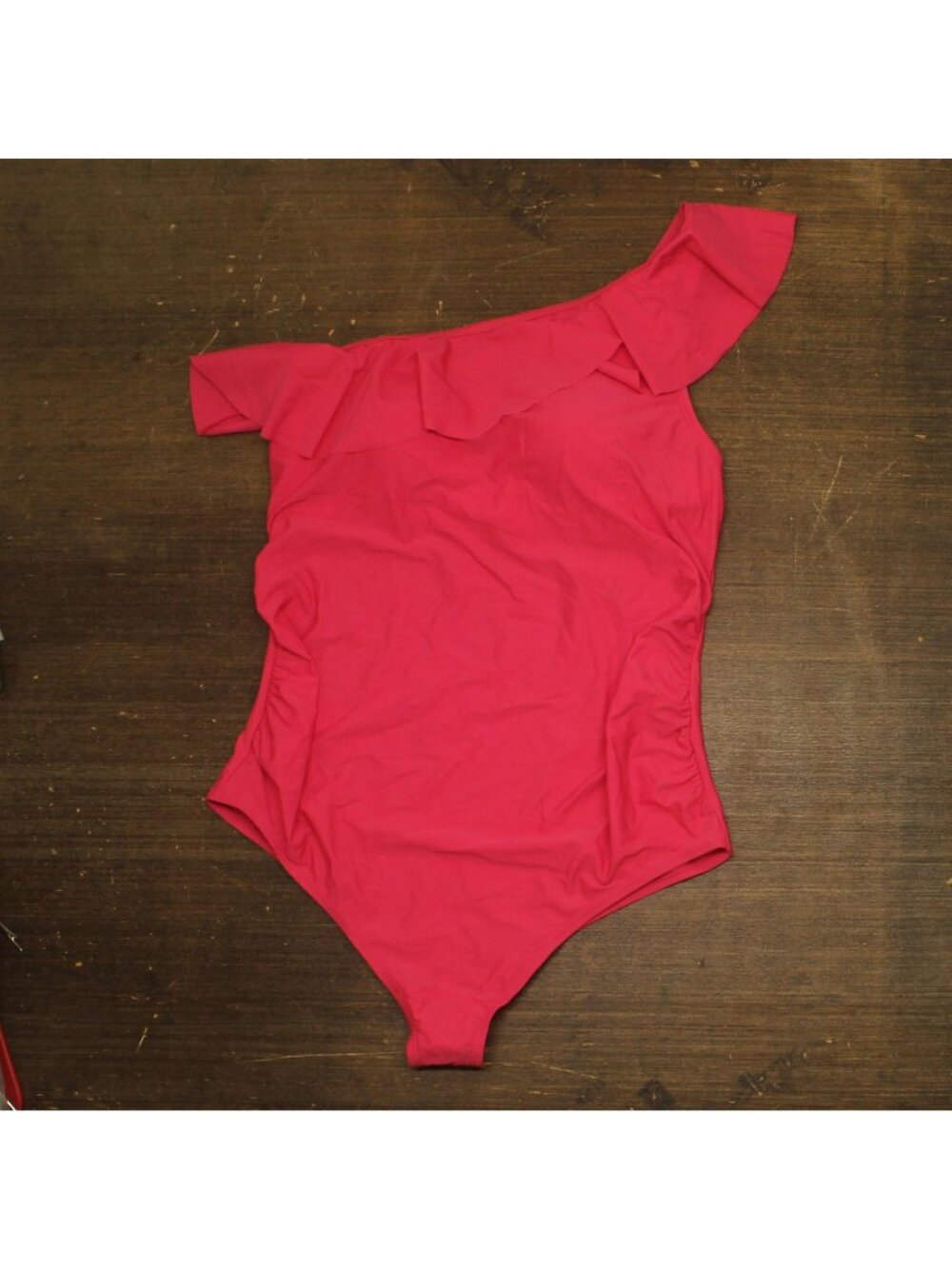 Motherhood Maternity Ruffle One Shoulder Maternity One Piece Swimsuit Pink L